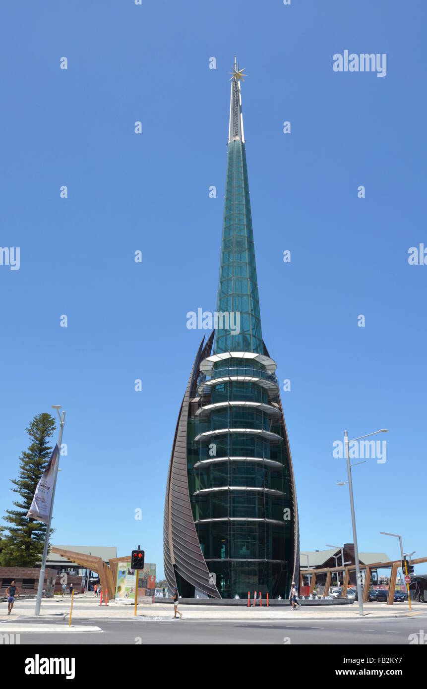 The Bell Tower, a glass campanile housing one of the largest sets of change ringing bells in the world, Perth, Australia Stock Photo