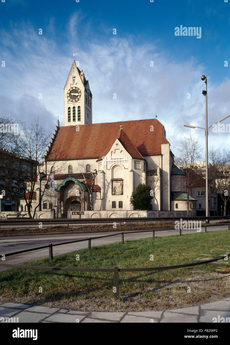 München-Schwabing, Erlöserkirche, 1900-1901 von Theodor Fischer erbaut, Stock Photo