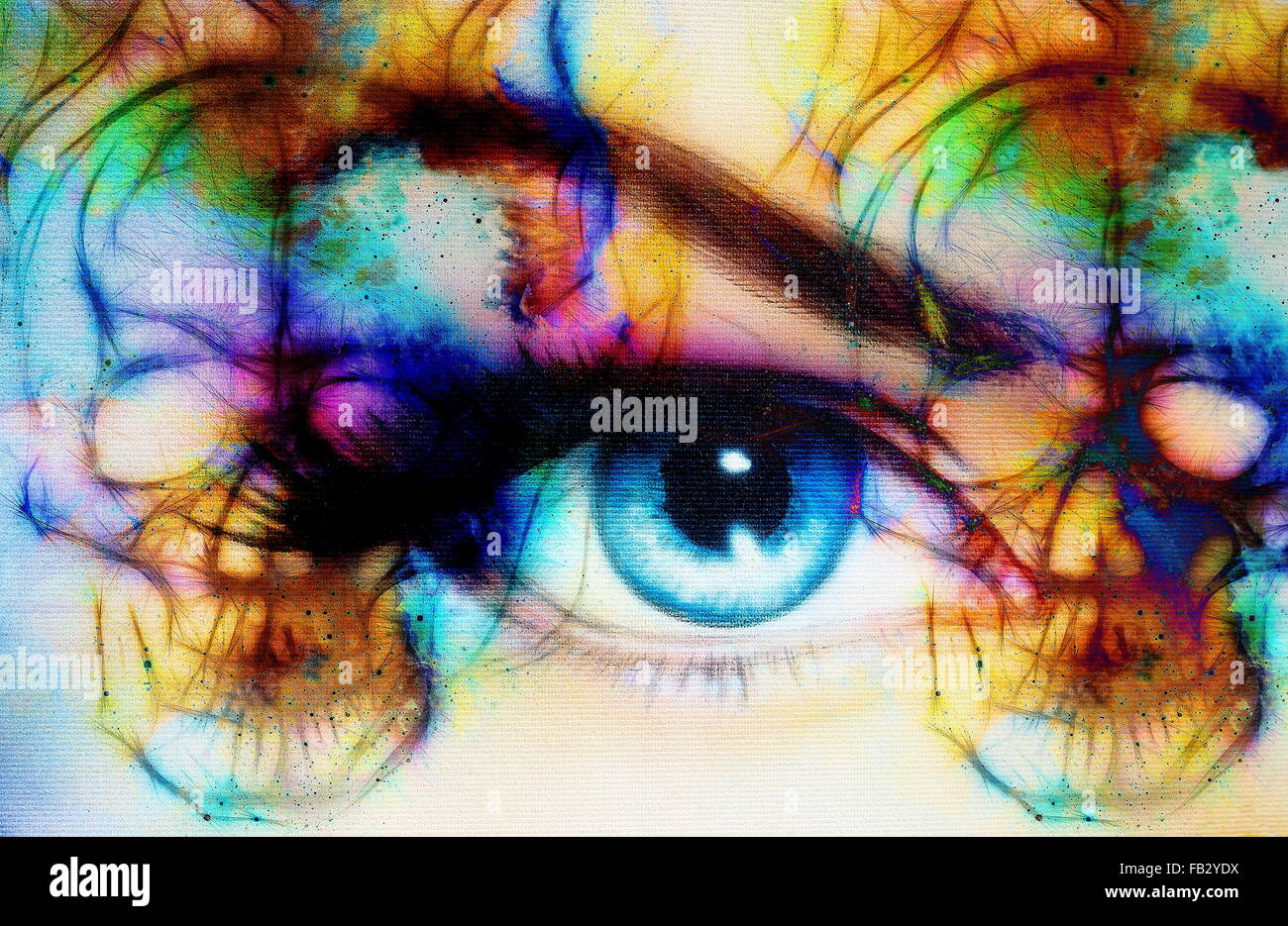 women eye and skull, computer collage, Eye contact Stock Photo - Alamy