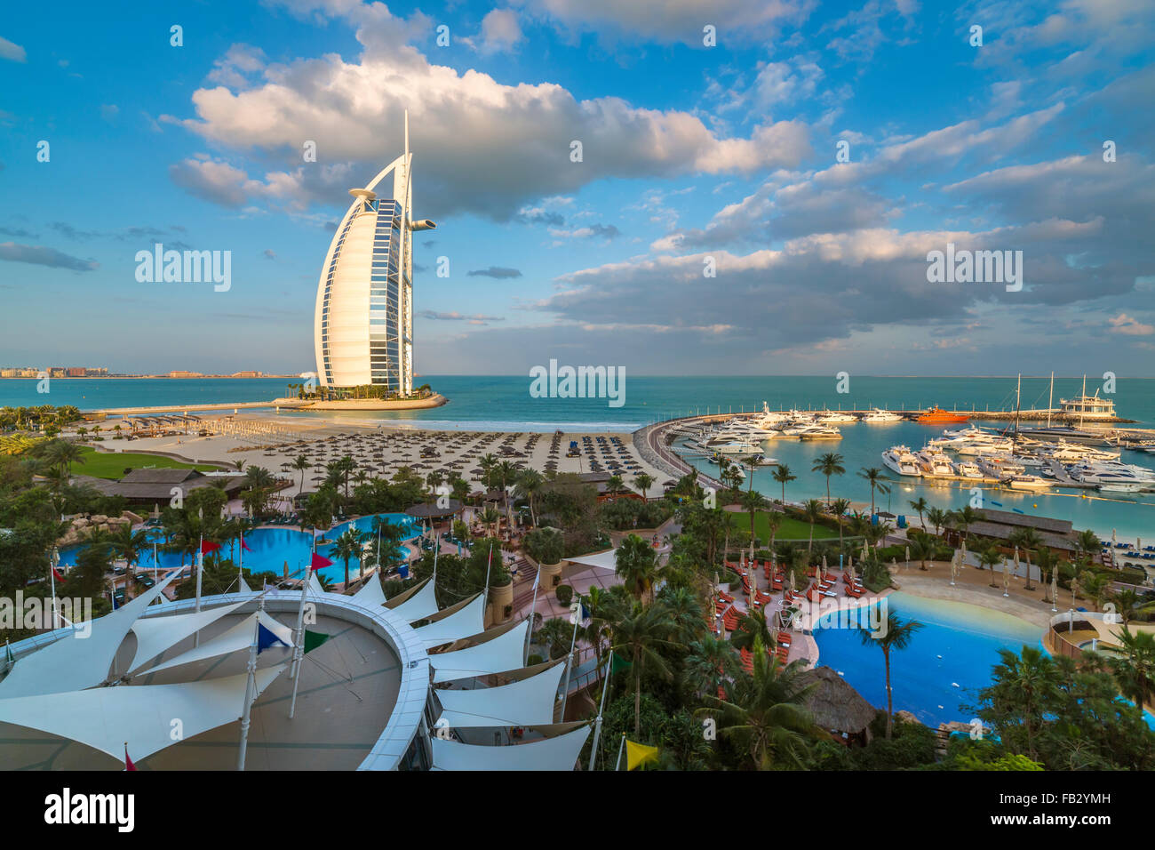 Jumeirah Beach, Burj Al Arab Hotel, Dubai, United Arab Emirates, Middle East Stock Photo