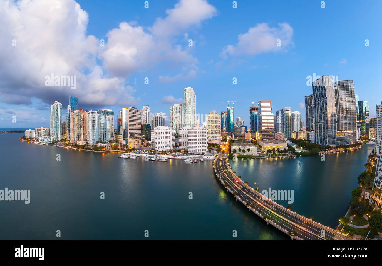 View from Brickell Key, a small island covered in apartment towers ...