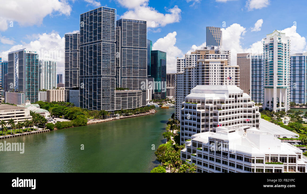 View from Brickell Key, a small island covered in apartment towers