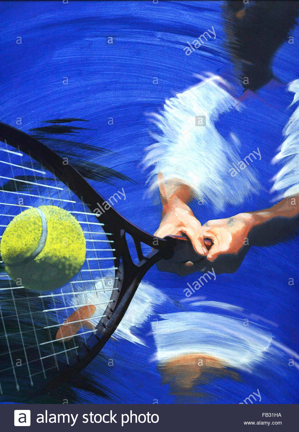 Tennis Ball Hitting Racket Close Up Stock Photos & Tennis Ball Hitting Racket Close Up Stock