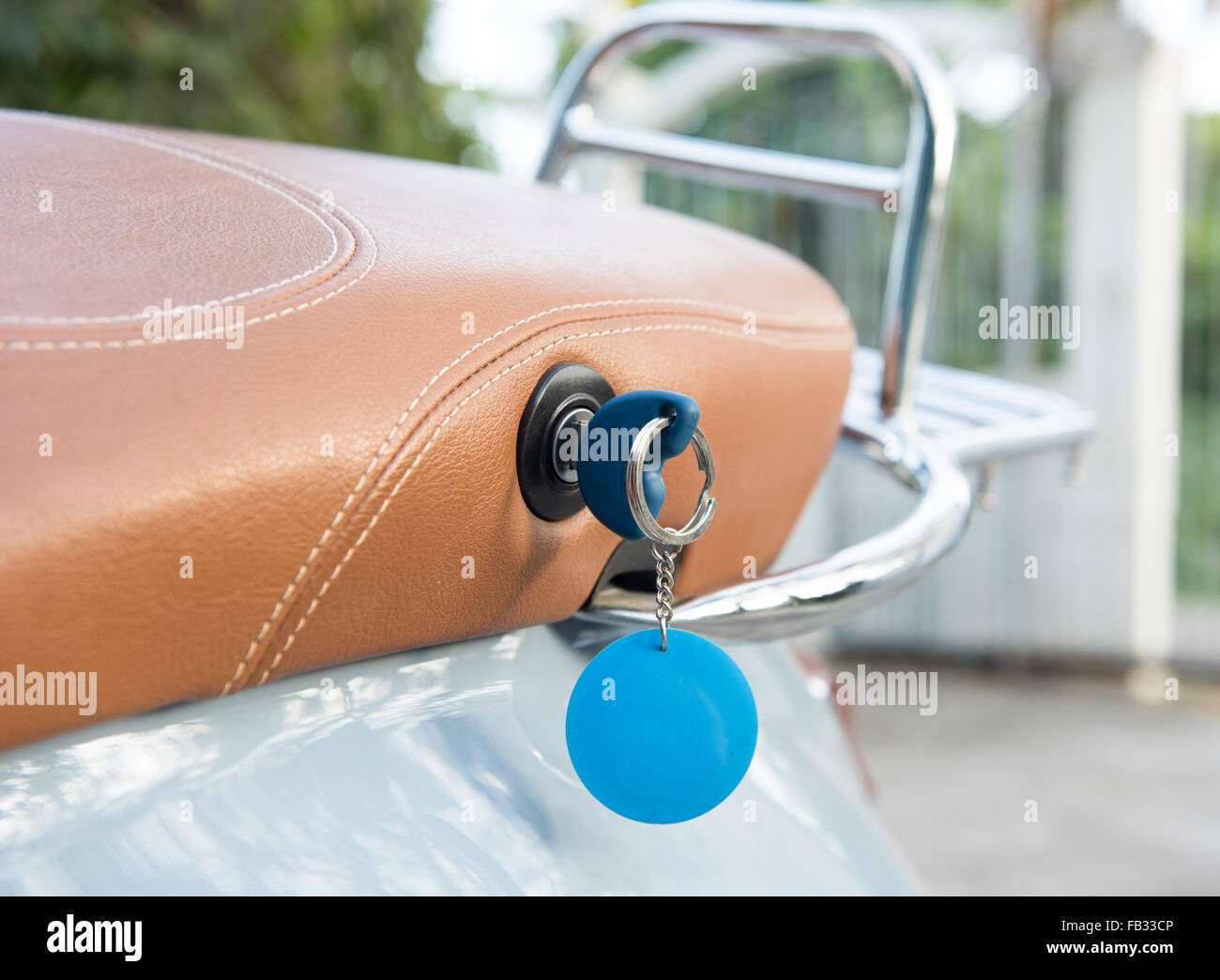 The key on vintage motorcycle Stock Photo Alamy