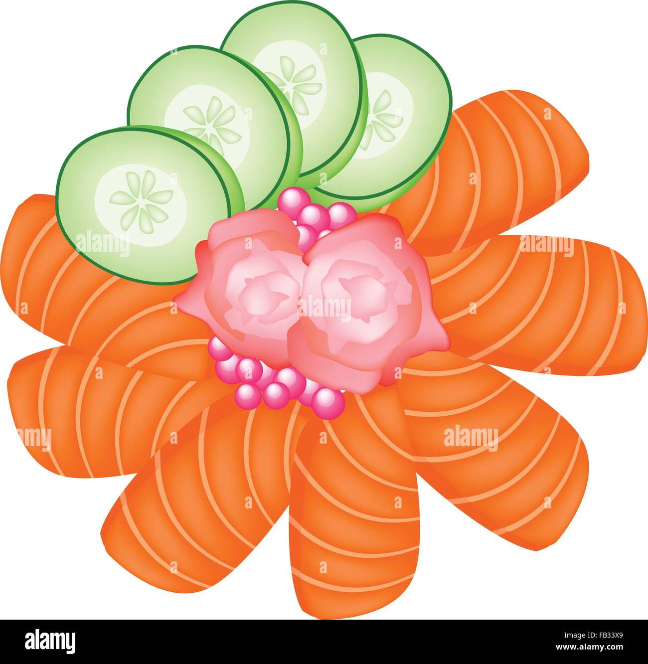 Japanese Cuisine, Illustration of Fresh Salmon Sashimi or Sake Sashimi ...