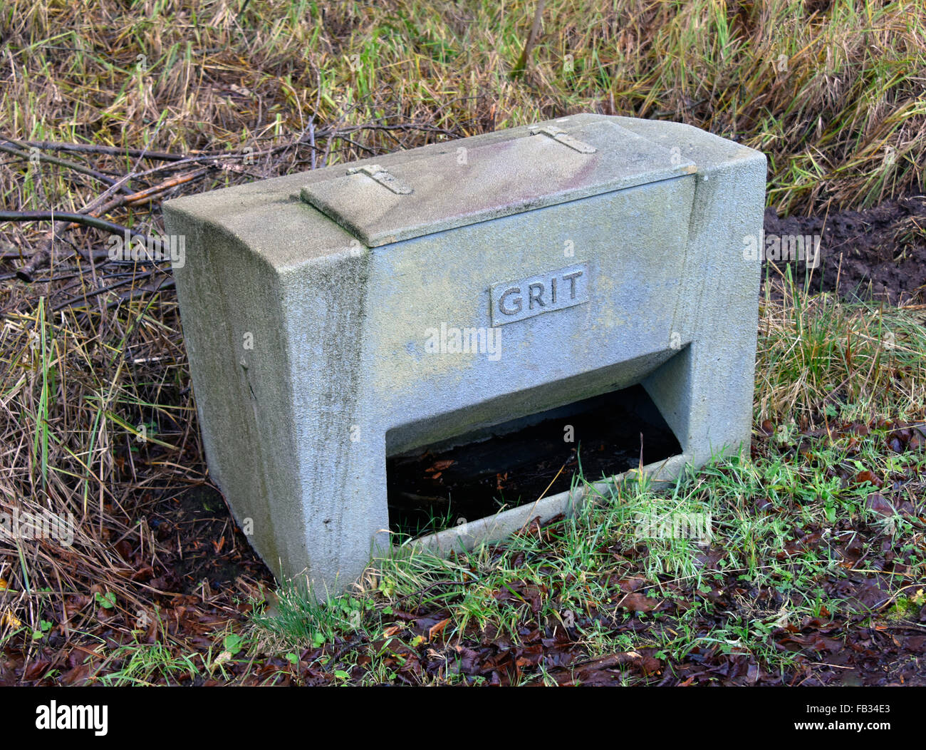 Roadside grit container. Bonnington, South Lanarkshire. Scotland