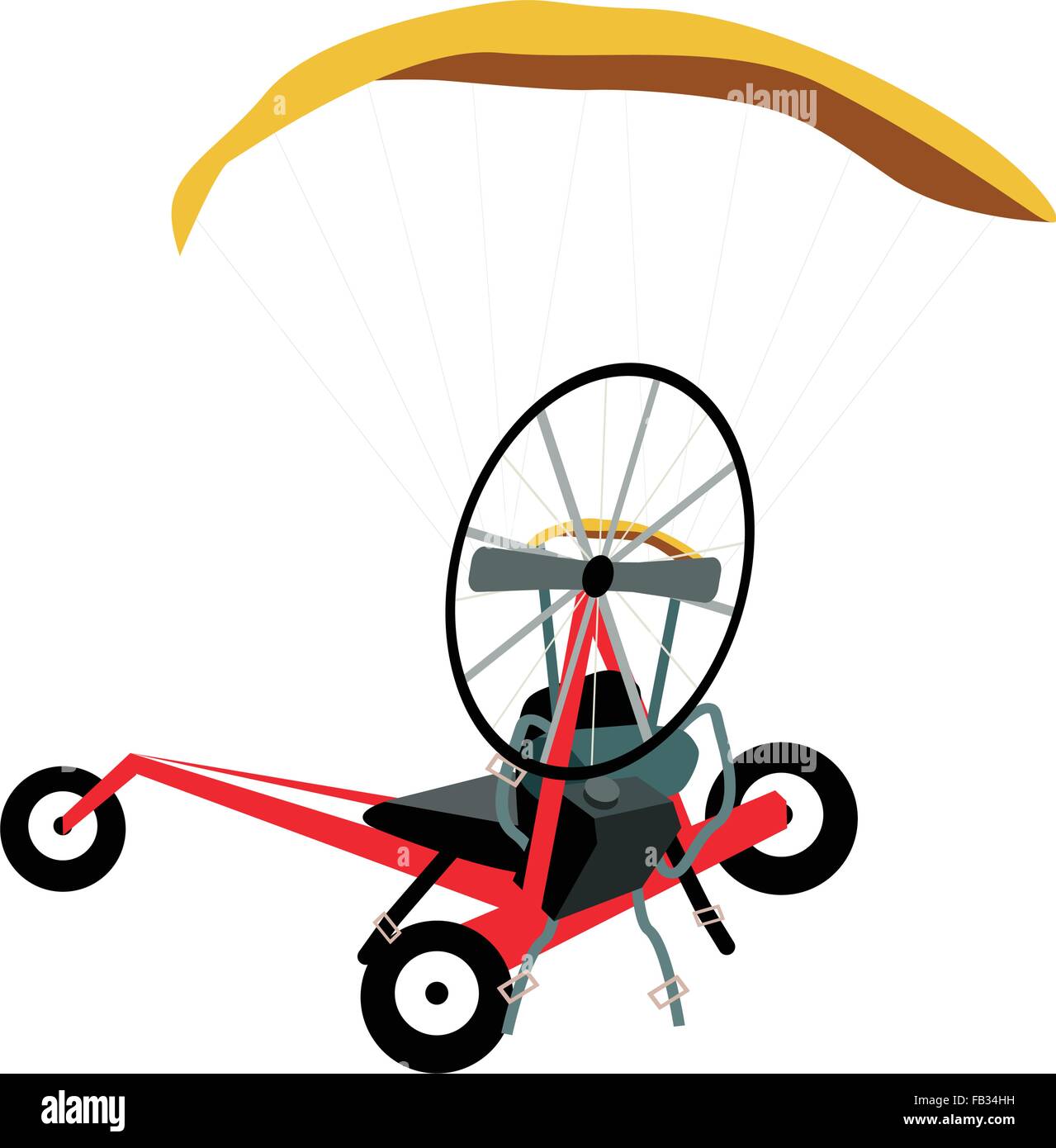 Illustration of Powered Paraglider or Electric Paramotor Made of Motor