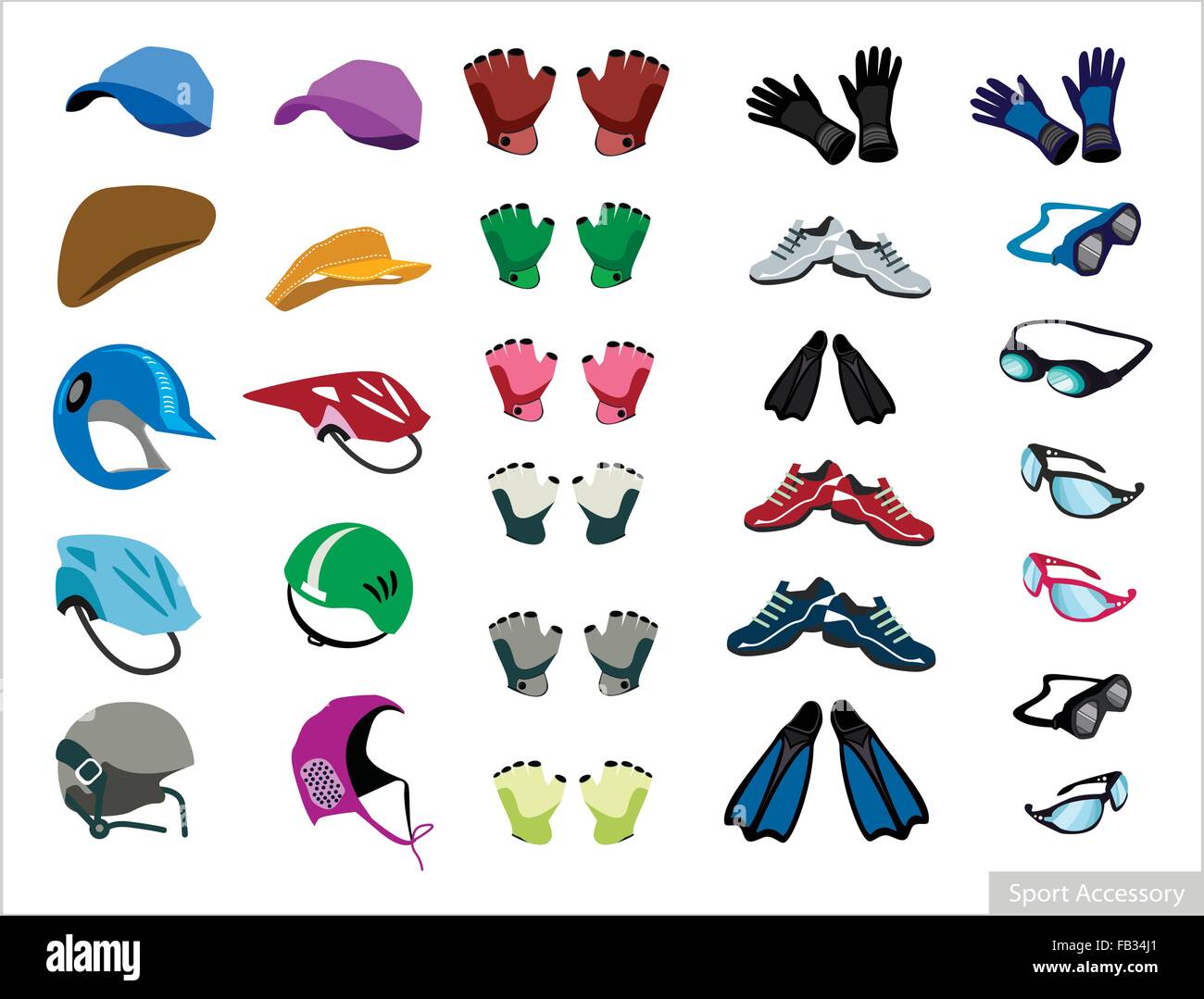 Illustration Collection of Sport Equipment and Accessory Isolated on