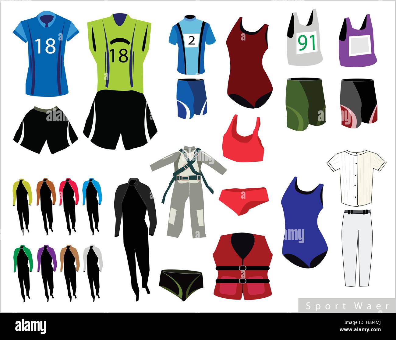 Illustration Collection of Sports Wears and Sport Uniforms Isolated on ...