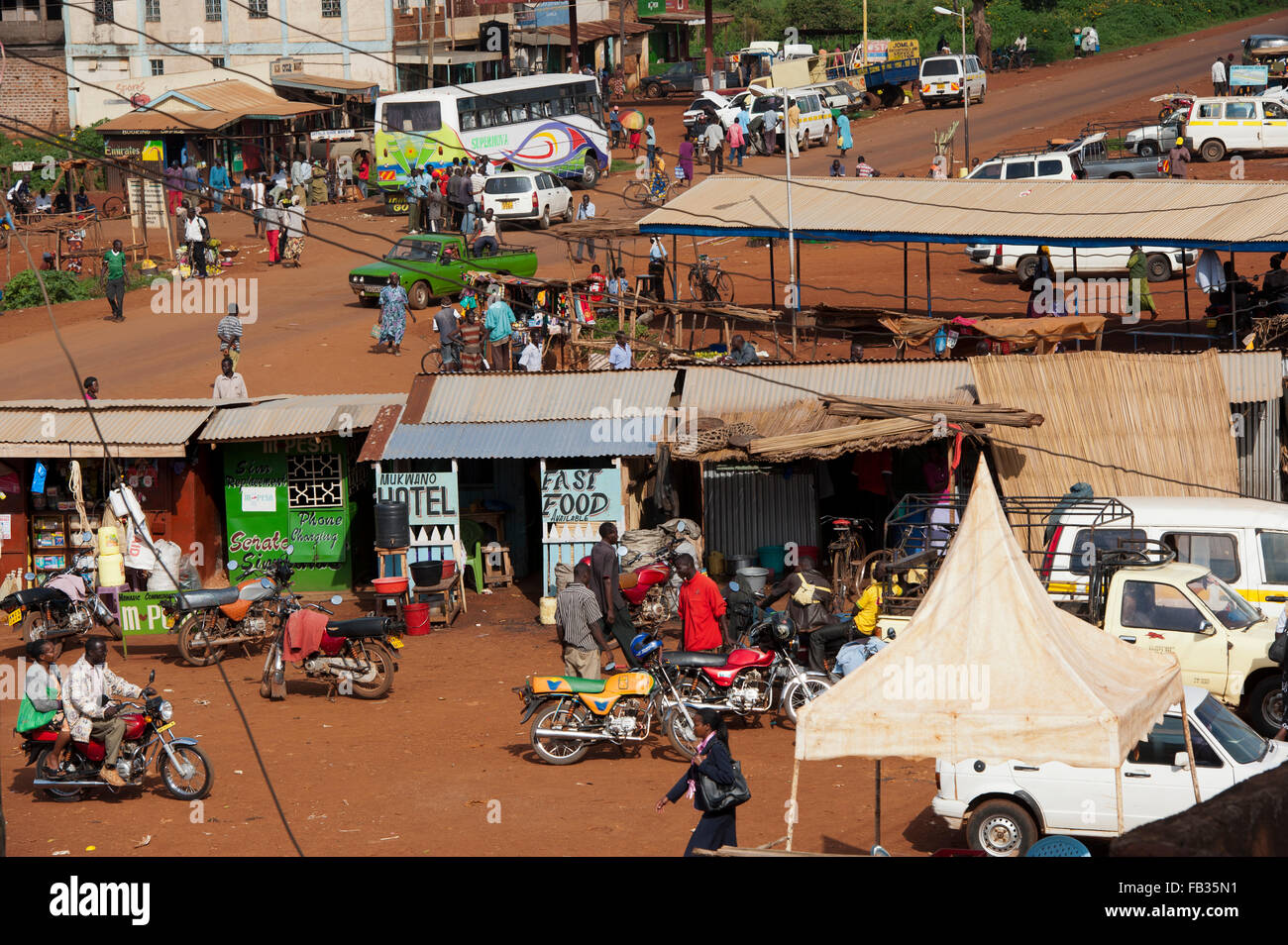 Busy border town of Bumala in Kenya, near the border with Uganda Stock