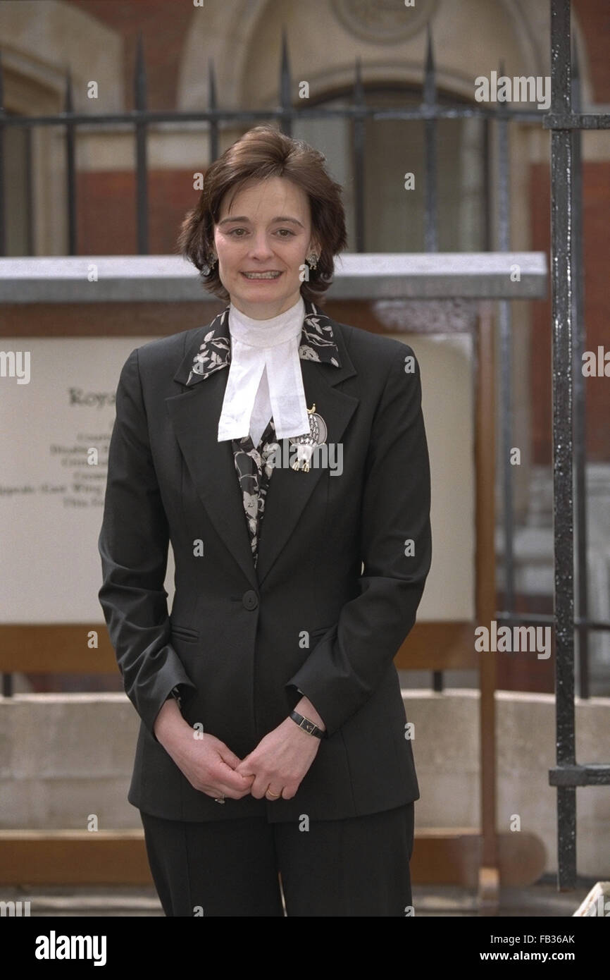 Cherie Blair at her first day back at work as a barrister at The Royal Courts of Justice, High Court, London, England, UK since her husband, Tony Blair, was elected Prime Minister. The 42-year-old barrister is determined to carry on with her job whilst her husband governs the country. 08.05.1997 Stock Photo