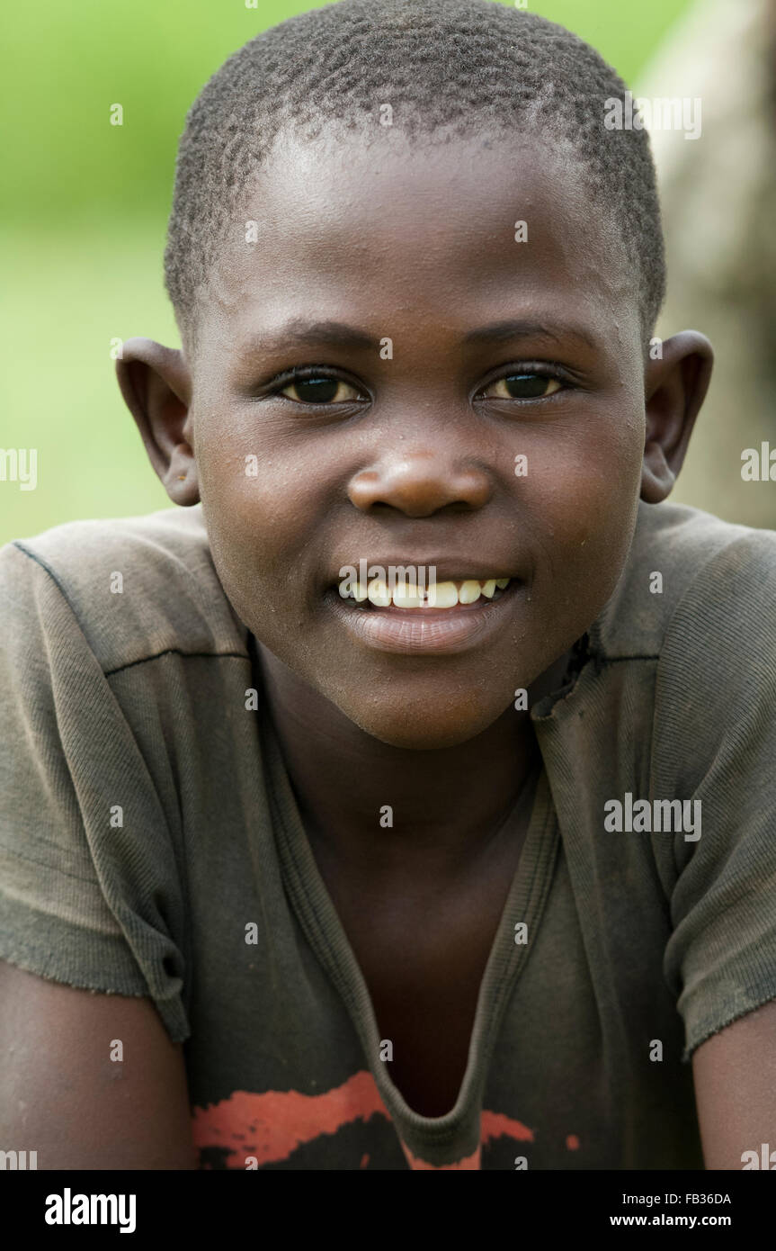 Young Kenyan boy smiling. Stock Photo