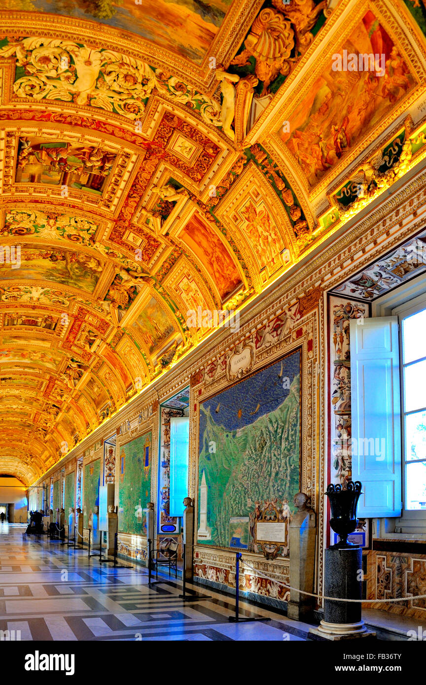 Vatican City, Vatican City State - March 6, 2015: The map room in the Vaticans museums. March 6, 2015 Vatican City, Vatican City Stock Photo