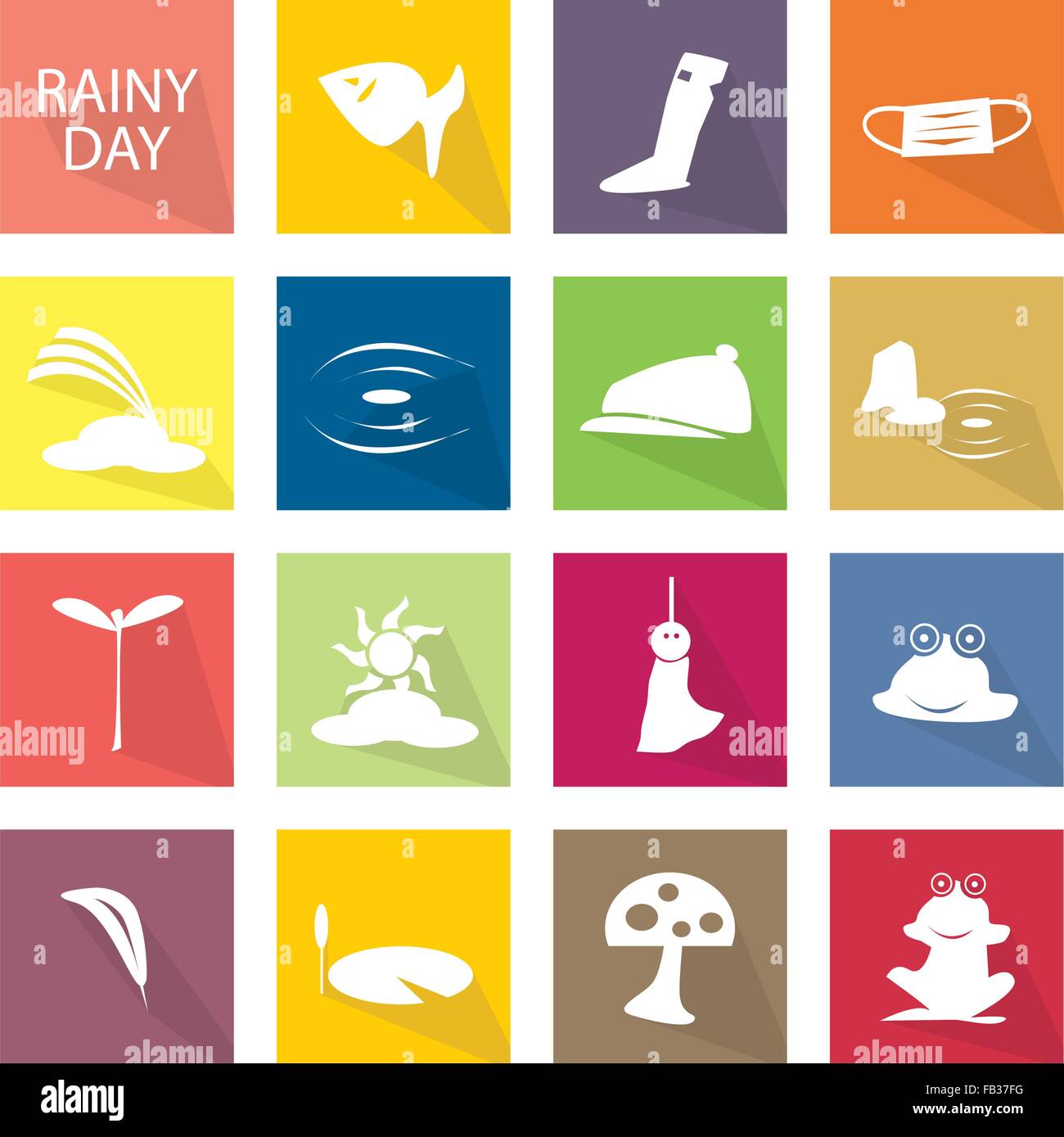 Illustration Collection of Rainy Season or Monsoon Season Icons, One of The Four Temperate Seasons. Stock Vector
