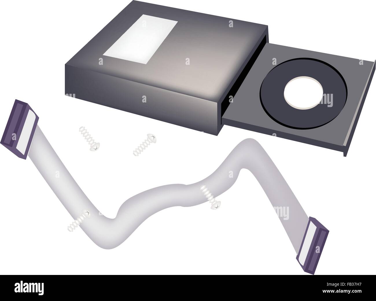 Computer and Technology, CD-ROM Disk Drive or Computer Drive Capable of Reading CD-ROM Discs for Desktop PC. Stock Vector