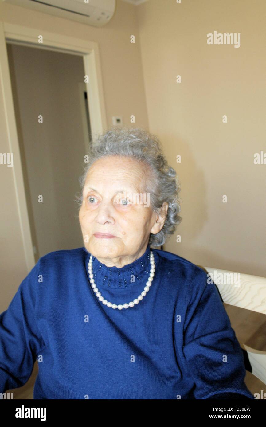 portrait of happy grandmother 90 years old Stock Photo