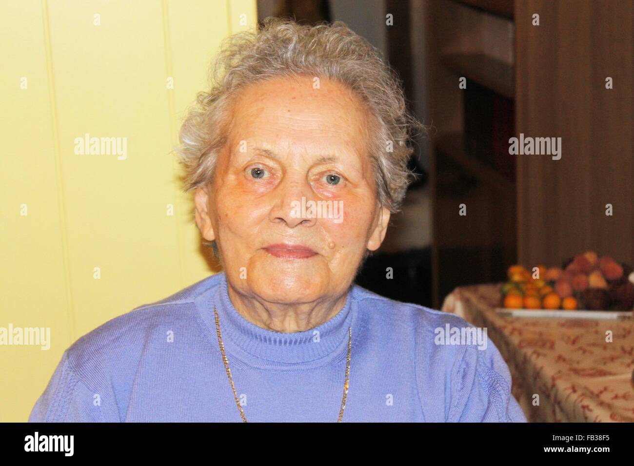 portrait of happy grandmother 90 years old Stock Photo