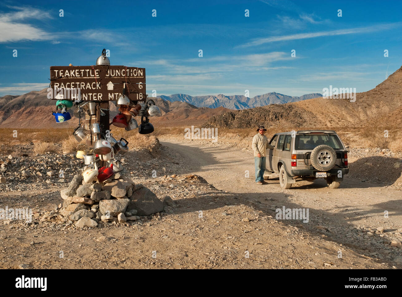 Traveler at Teakettle Junction on Racetrack Valley Road, Mojave Desert