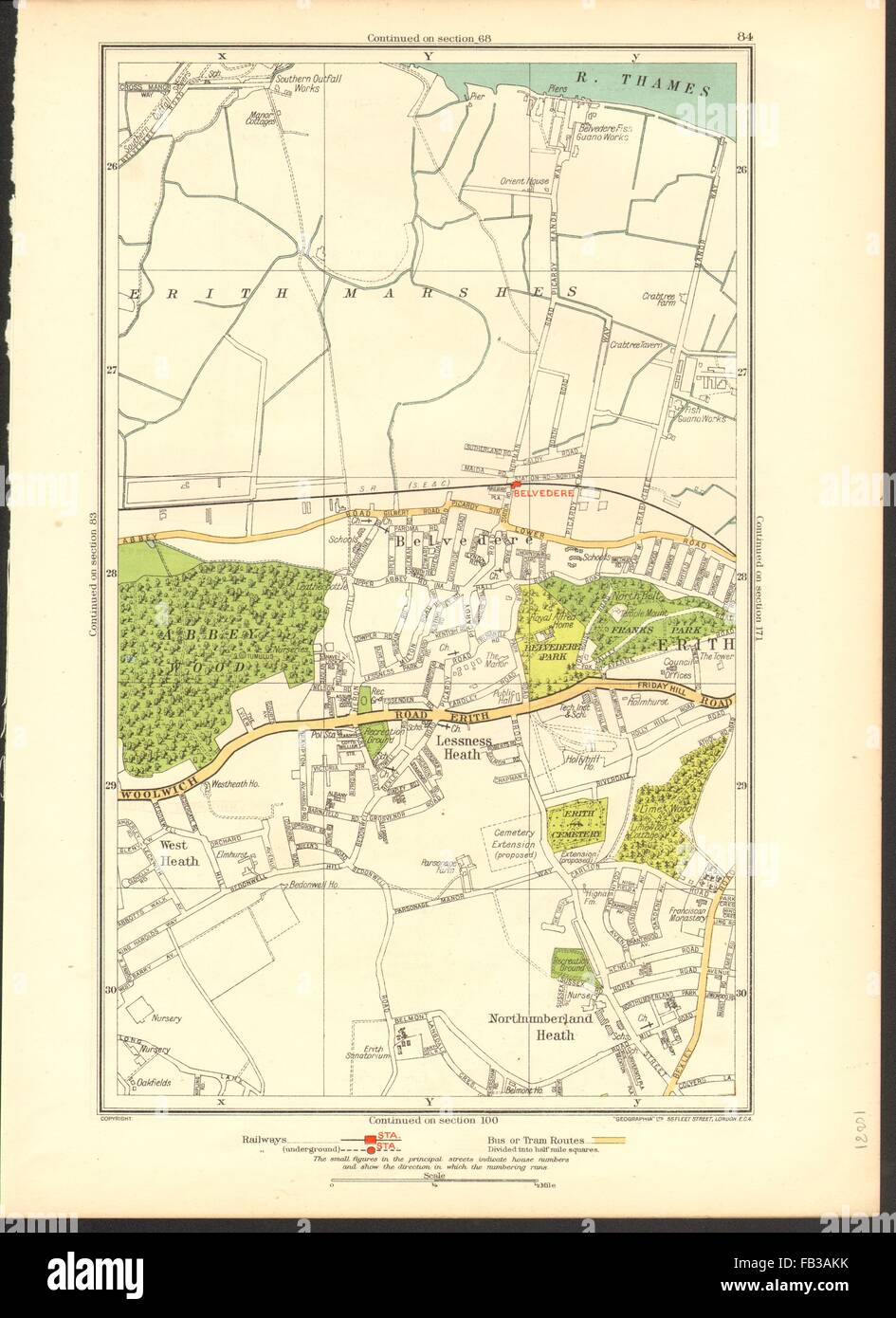 LONDON: Belvedere, Erith, Lessness Heath, Northumberland Heath, 1937 ...