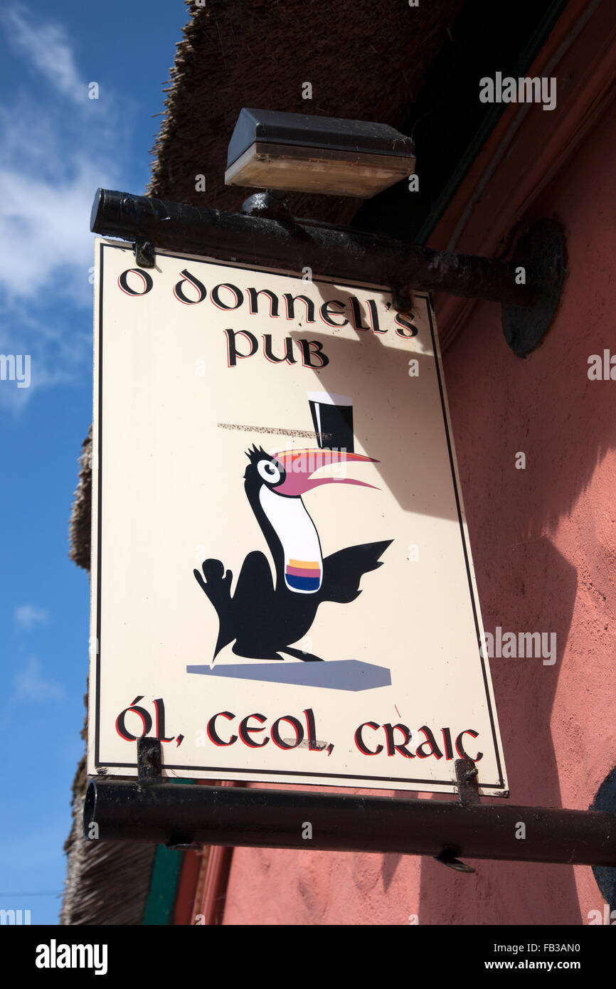 O'Donell's Pub and Bar Sign; Cloghane, Brandon, Dingle Peninsula; Ireland; Stock Photo