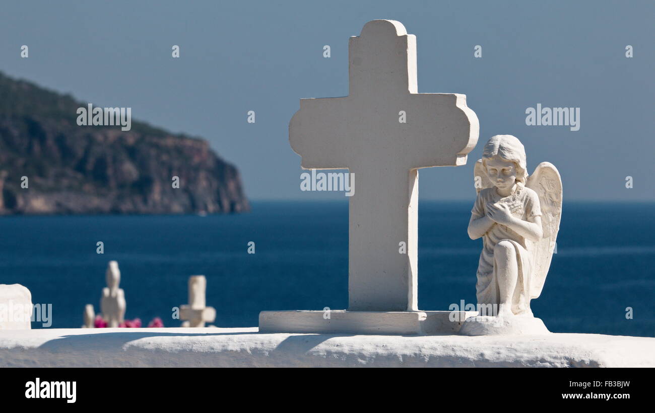 Cemetery by the sea, Pigadia, Karpathos, Greece Stock Photo