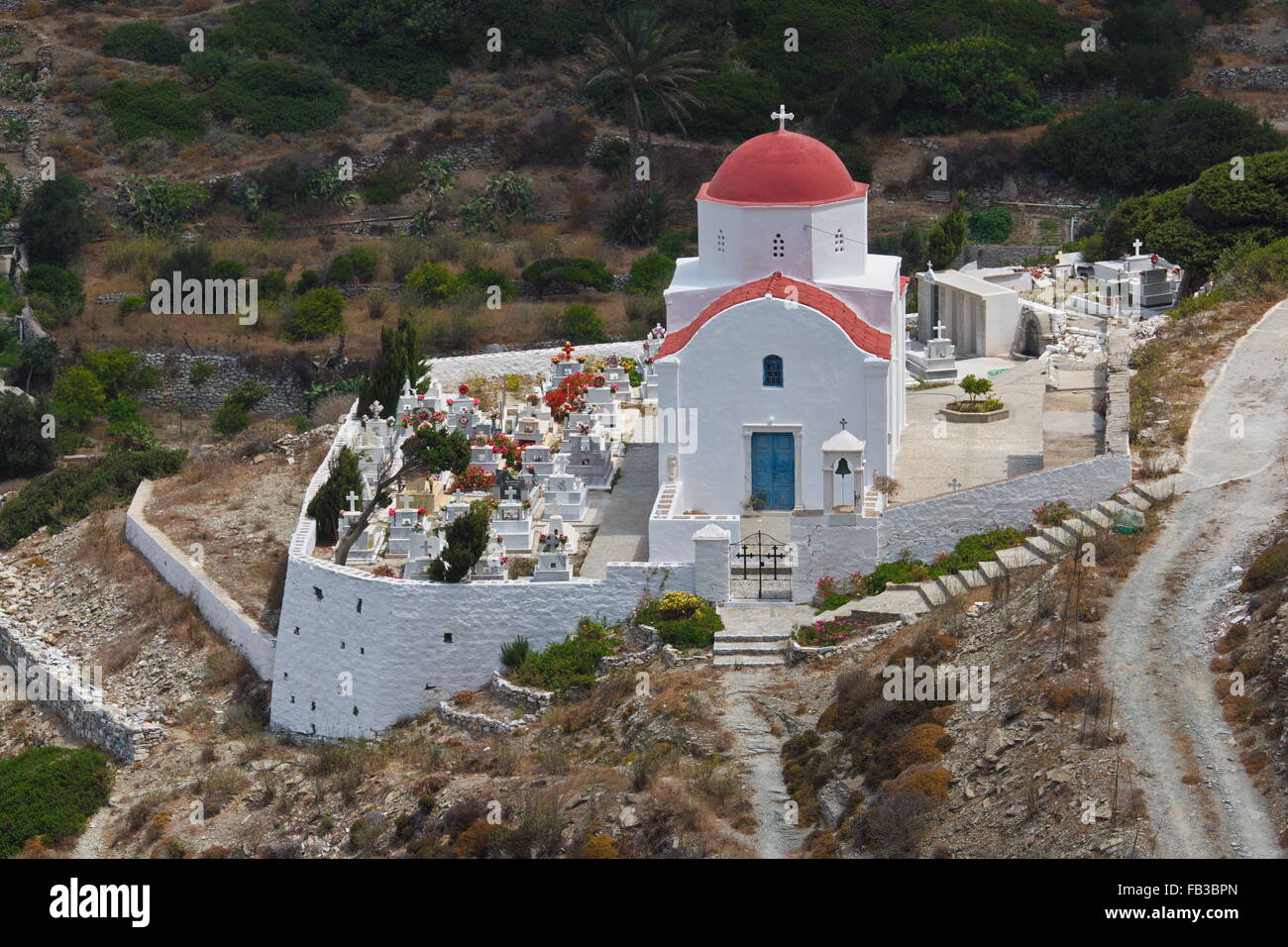 Cemetery, Olympos, Karpathos, Greece Stock Photo