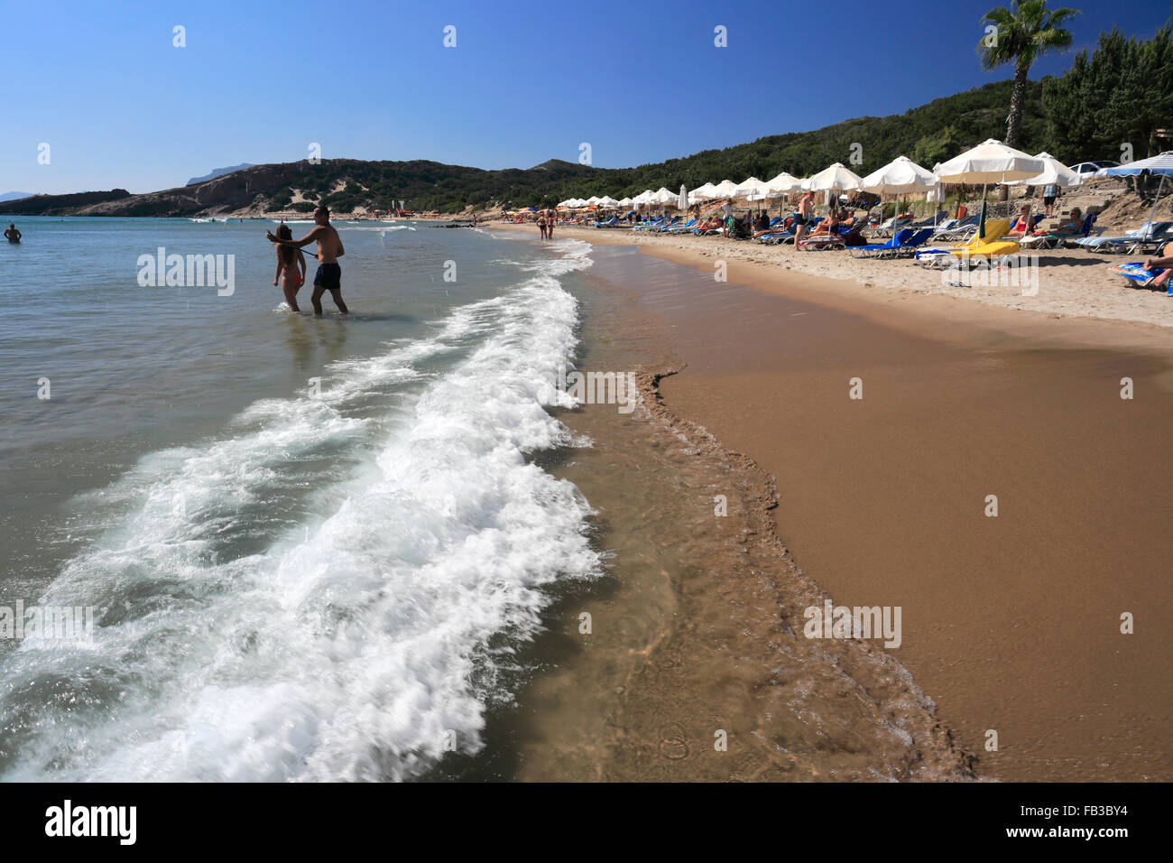 Summer, Paradise Beach, Kefalos Bay, Kefalos town, Kos Island, Dodecanese group of islands, South Aegean Sea, Greece. Stock Photo