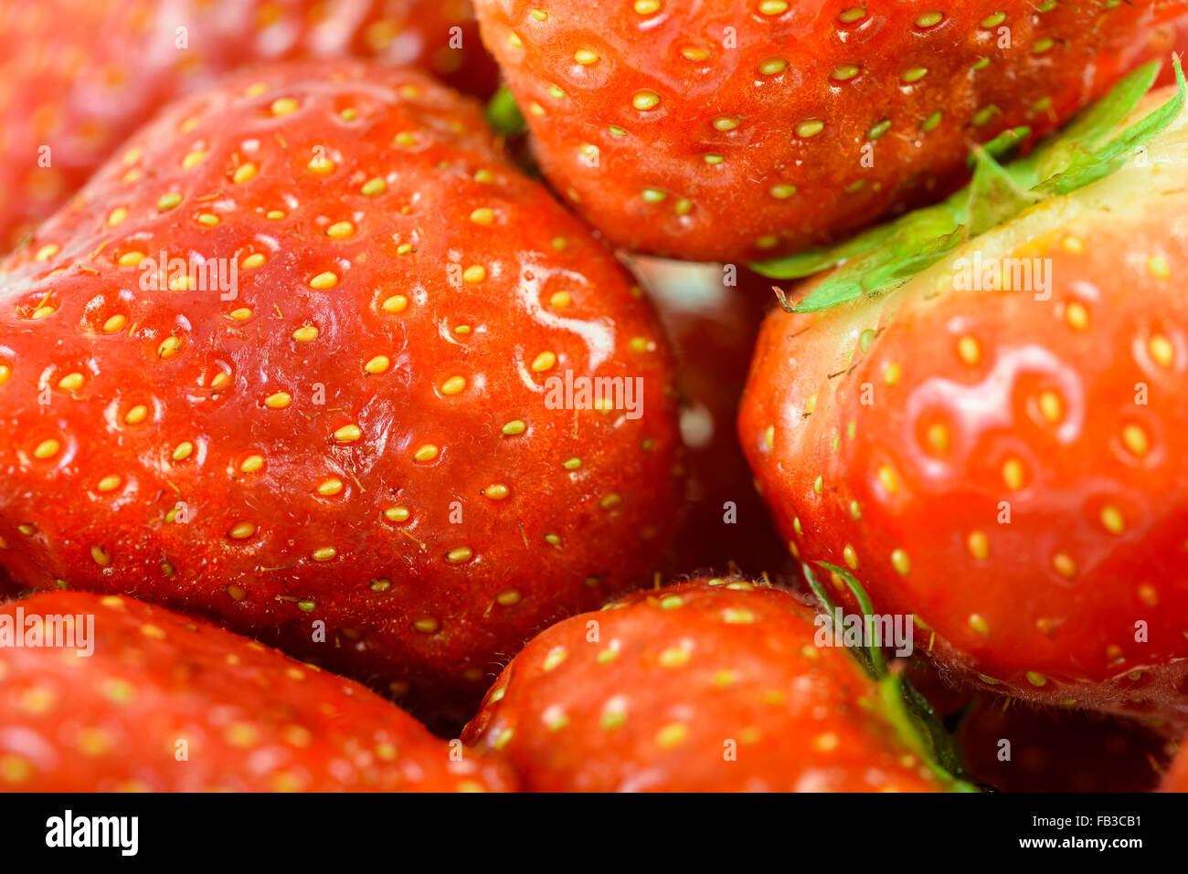 Fresh Red Strawberries Macro In Fruit Market Stock Photo - Alamy