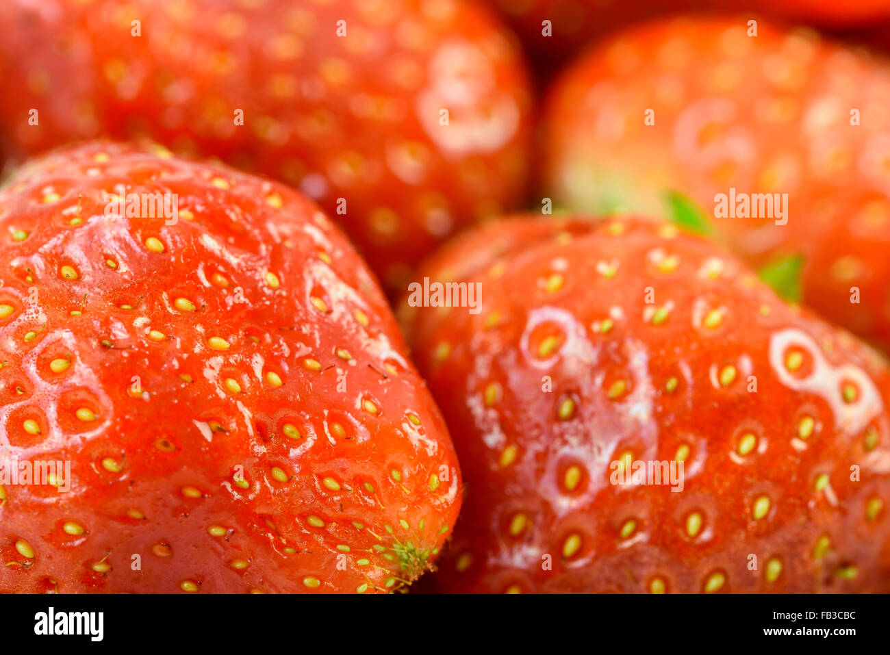 Fresh Red Strawberries Macro In Fruit Market Stock Photo - Alamy