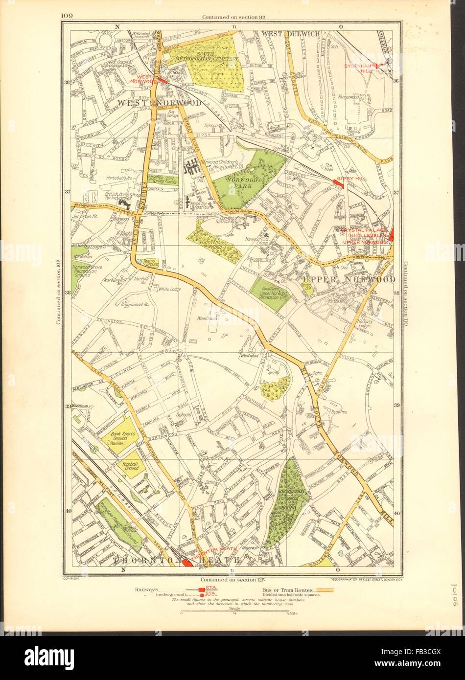 Anerley Elmers End Penge Crystal Palace Upper Norwood 1933 old map SYDENHAM 