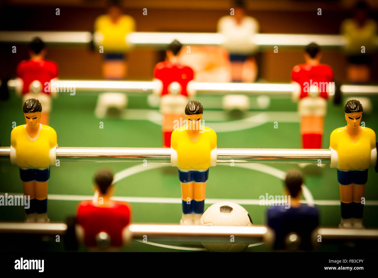 Close up of footballers on a table football game Stock Photo