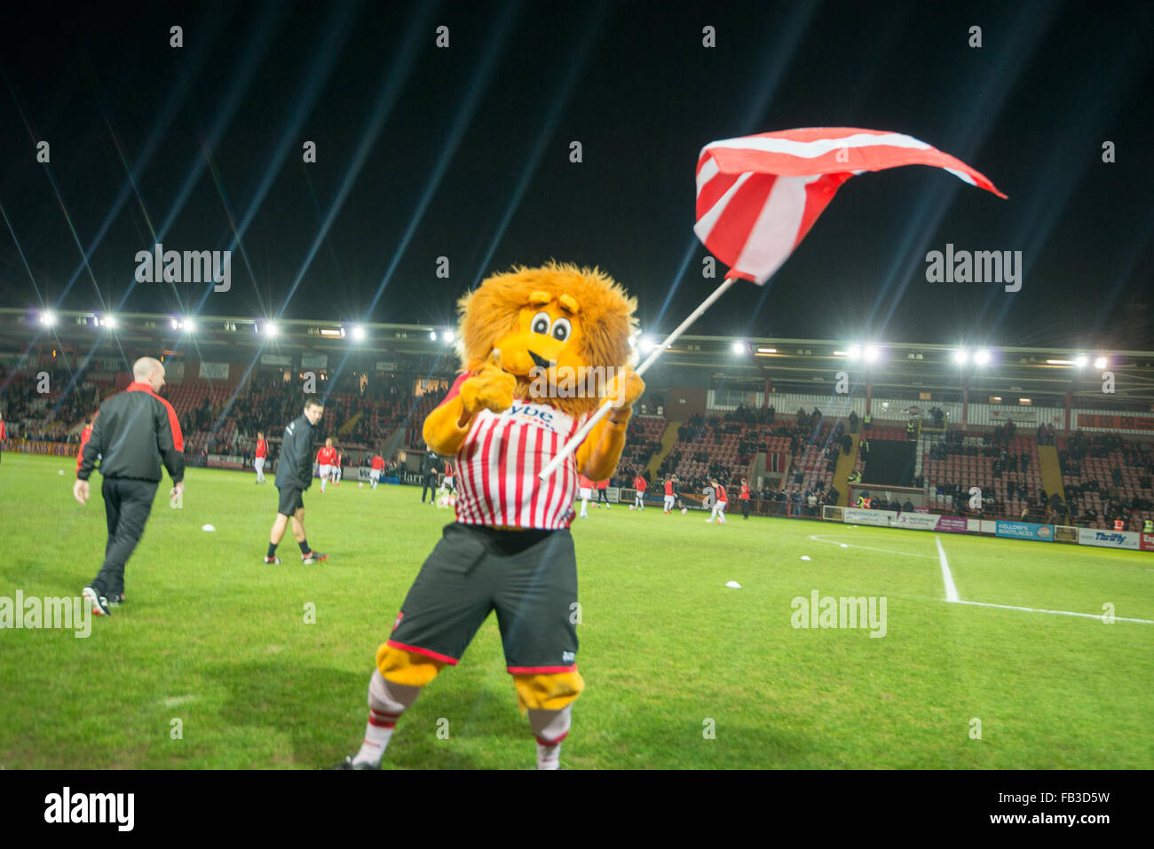 Exeter, Devon, UK. 8th January, 2016. Exeter City Vs Liverpool FC, Exeter, Devon, Uk Friday 8th January 2016, Exeter Mascot Grecian the Lion, Credit:  @camerafirm/Alamy Live News Stock Photo