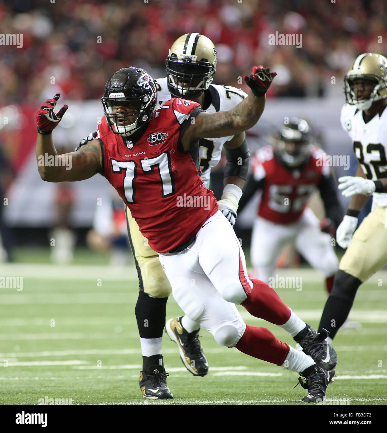 January 3, 2016: #77 DT Ra'Shede Hageman of the Atlanta Falcons in