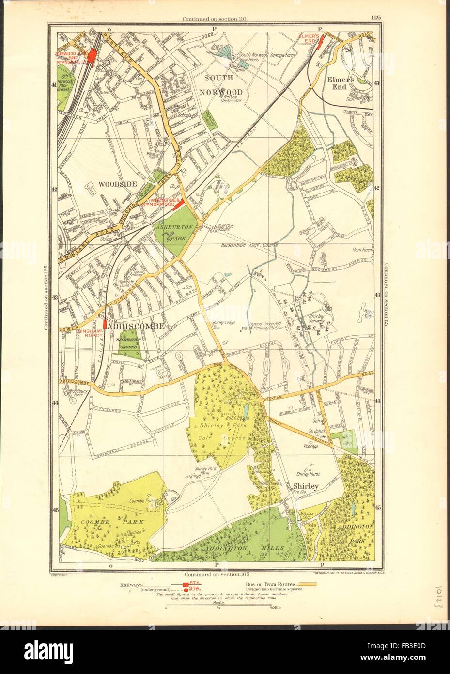 Norwood/Junction,Woodside,Shirley,Elmers End, 1937 map Stock Photo Alamy