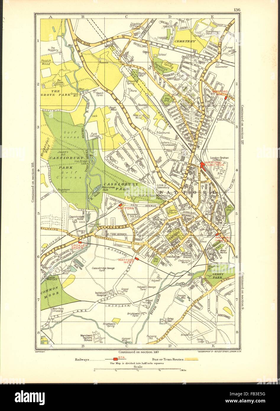 Sarratt Chandlers Cross RICKMANSWORTH Croxley Green 1933 map Chorleywood 