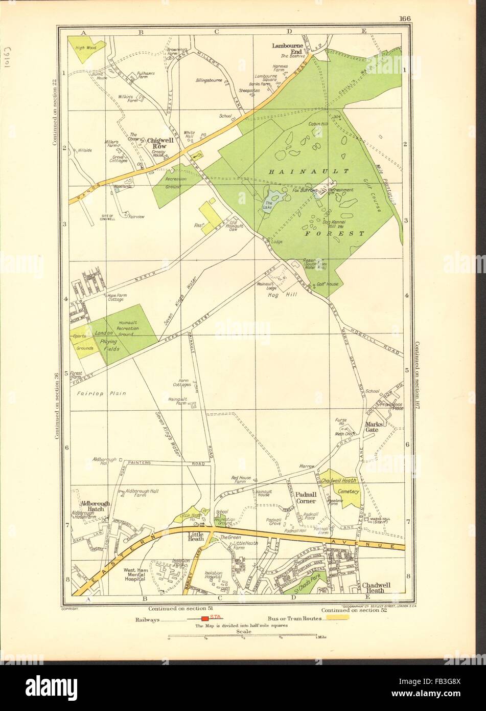ILFORD Hainault,Aldborough Hatch,Chigwell Row,Little Heath (Essex), 1937 map Stock Photo Alamy