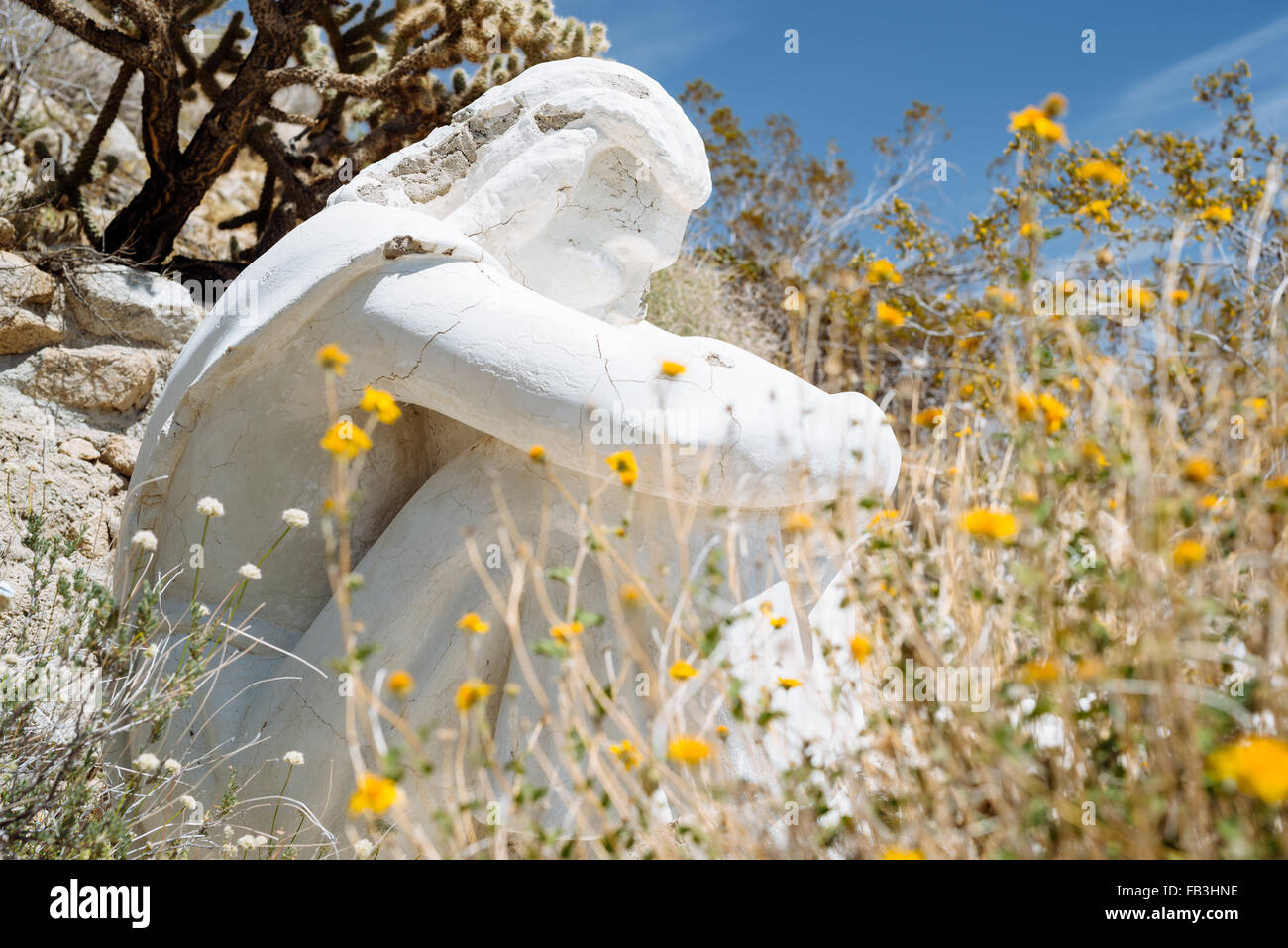 Sculpture of a man in Desert Christ Park, Southeastern California Stock Photo