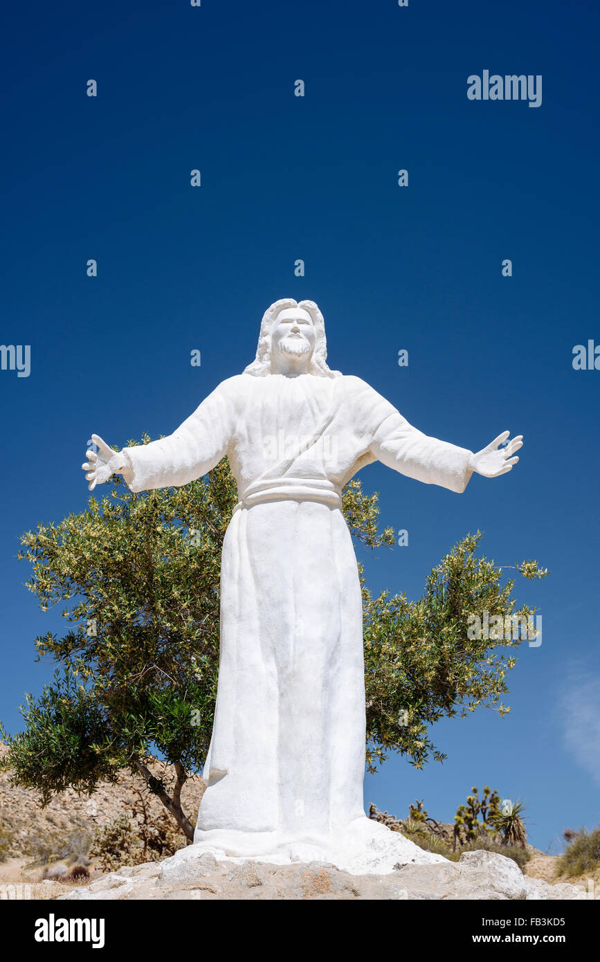 A sculpture of Jesus in Desert Christ Park, Southeastern California Stock Photo