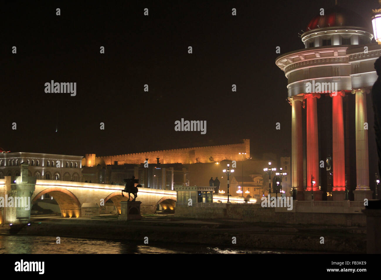 Skopje by Night Stock Photo
