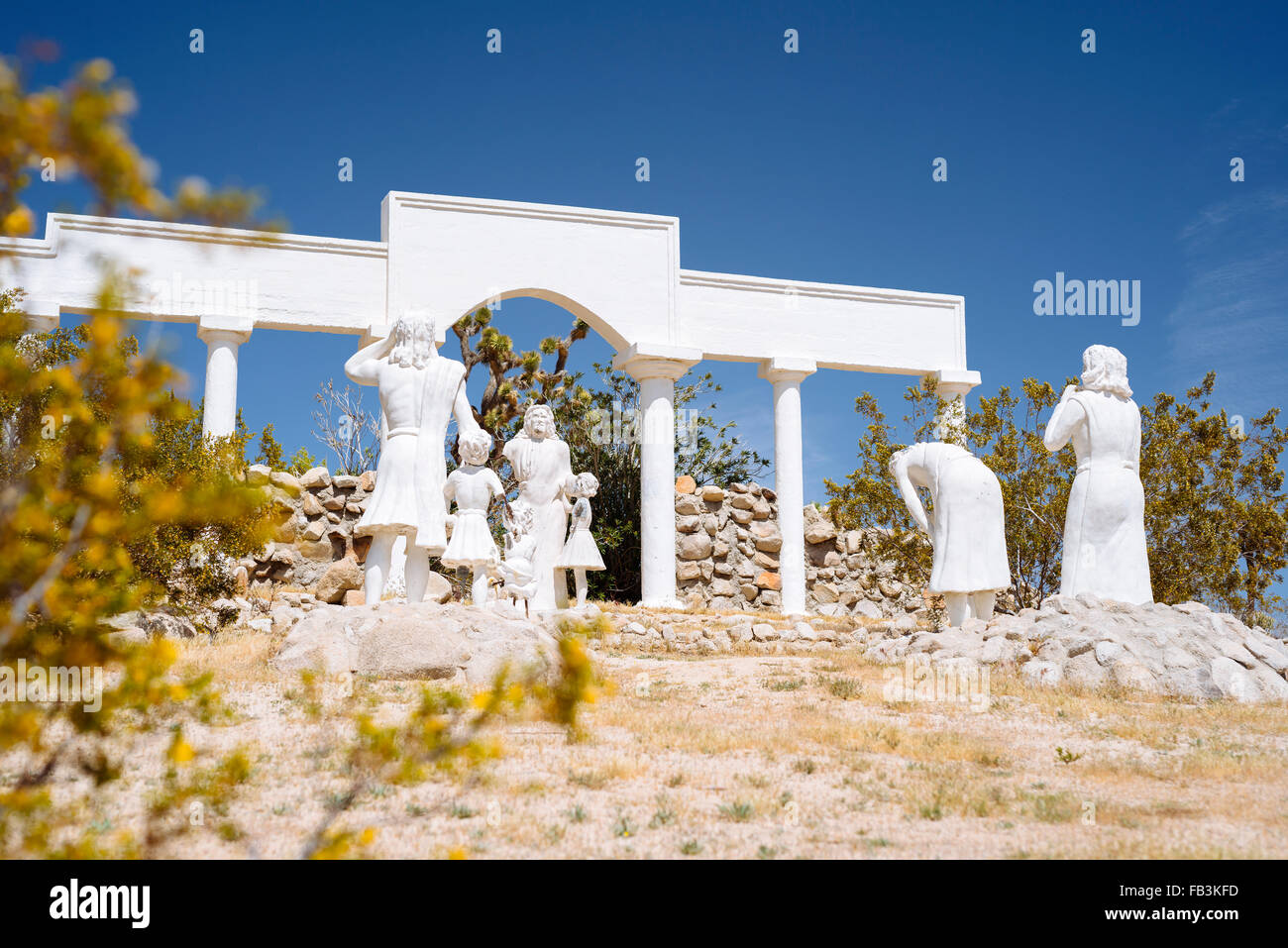 Religious sculptures in Desert Christ Park, Southeastern California Stock Photo