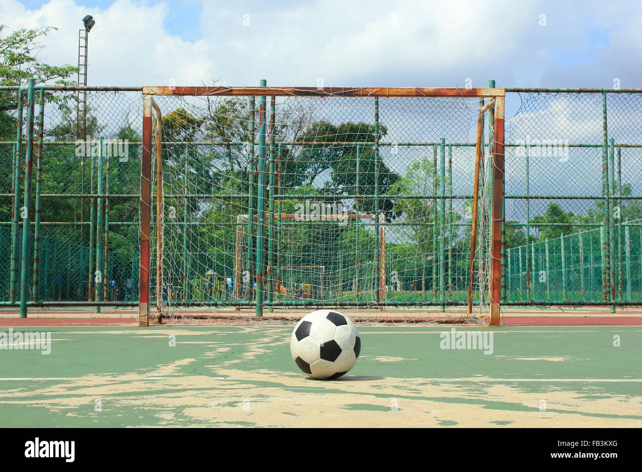 Ball In Front Of Futsal Goal At Outdoor Futsal Court During The Daytime Stock Photo Alamy