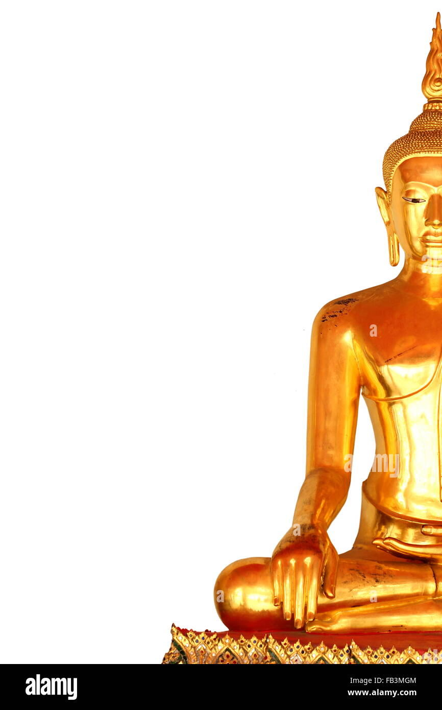 right side meditation buddha statue isolated on white background Stock Photo