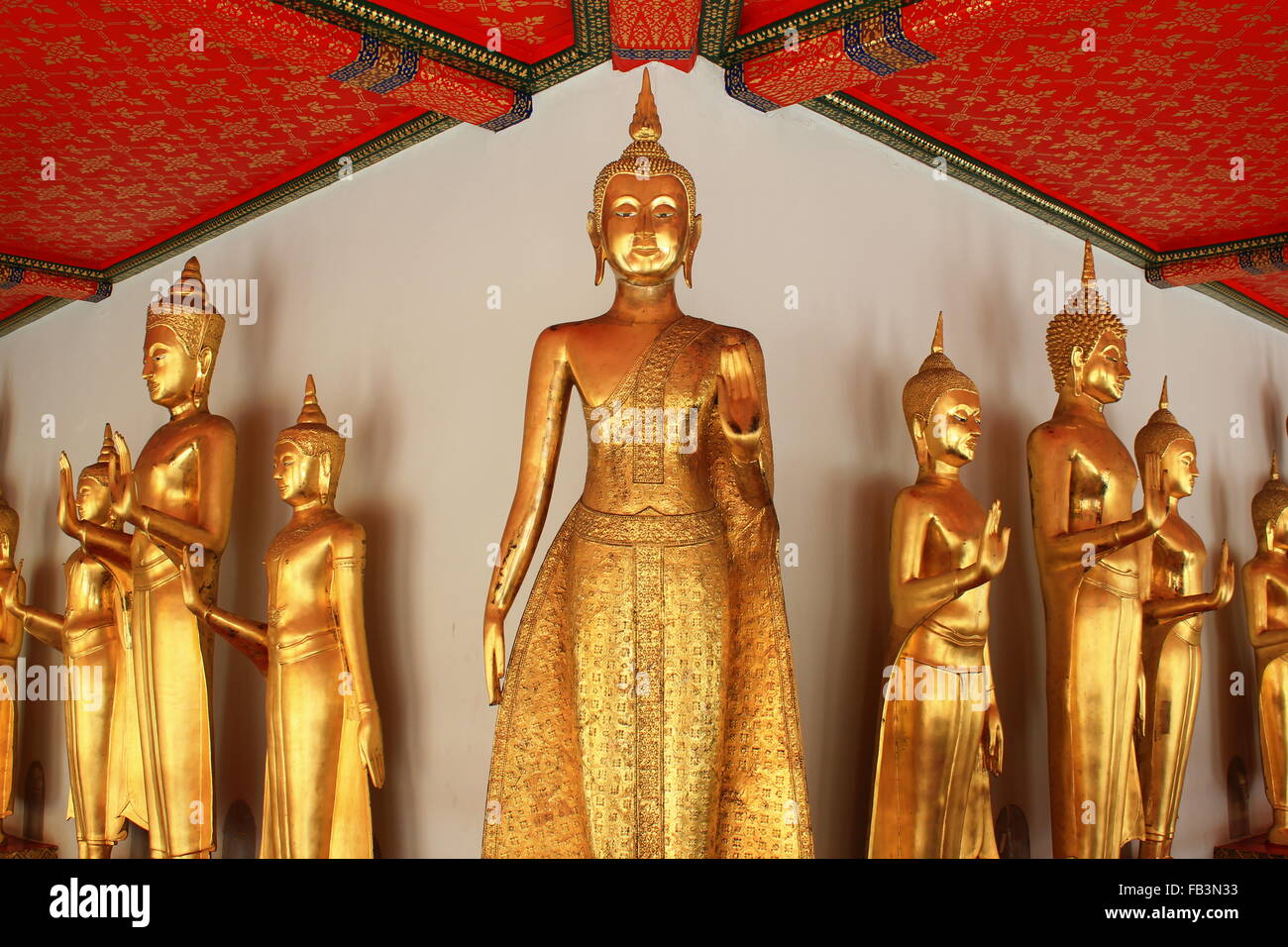 golden buddha statue in wat pho at bangkok Stock Photo