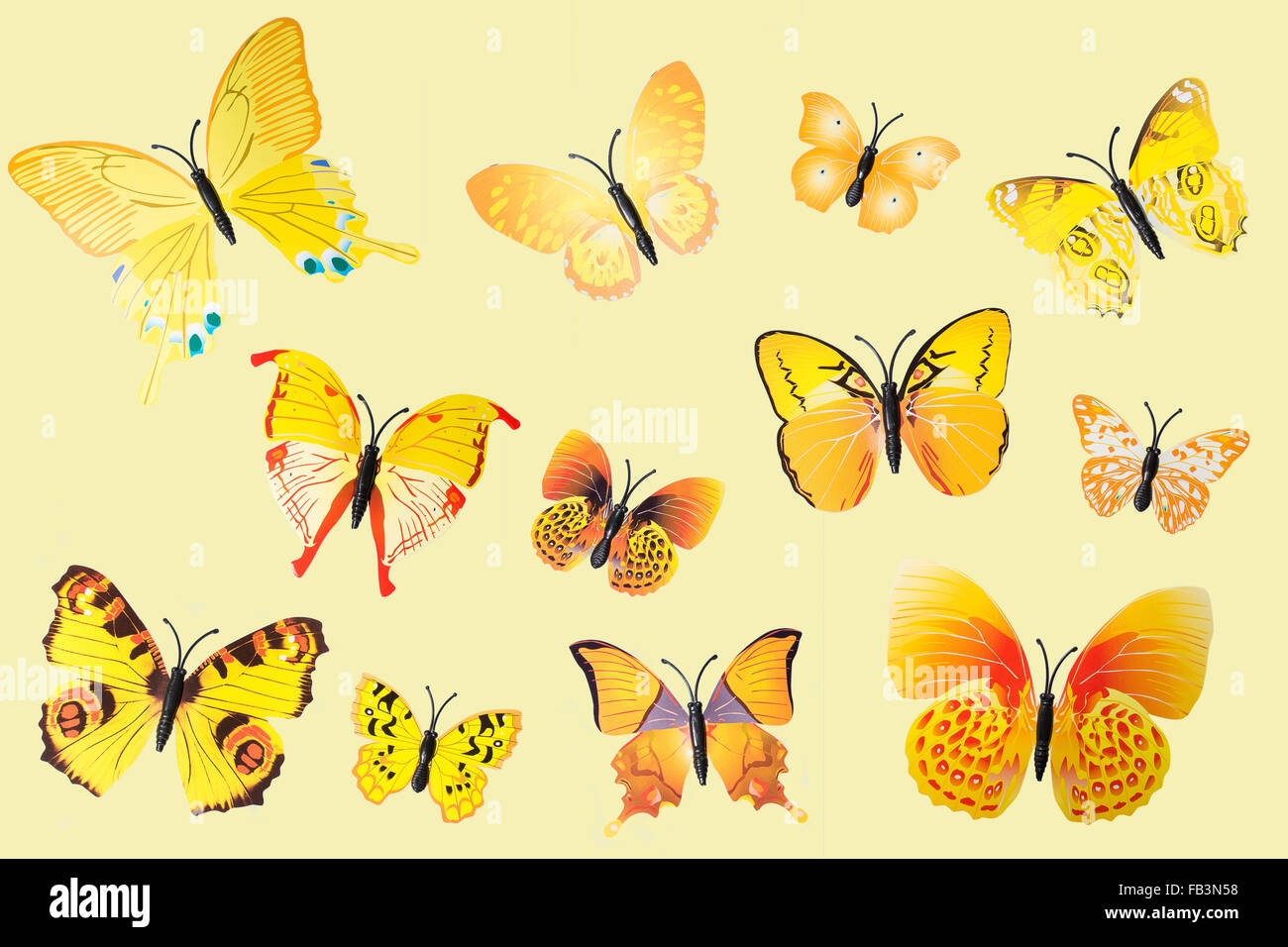 Collection of Yellow Fantasy Butterflies Clip Art Stock Photo