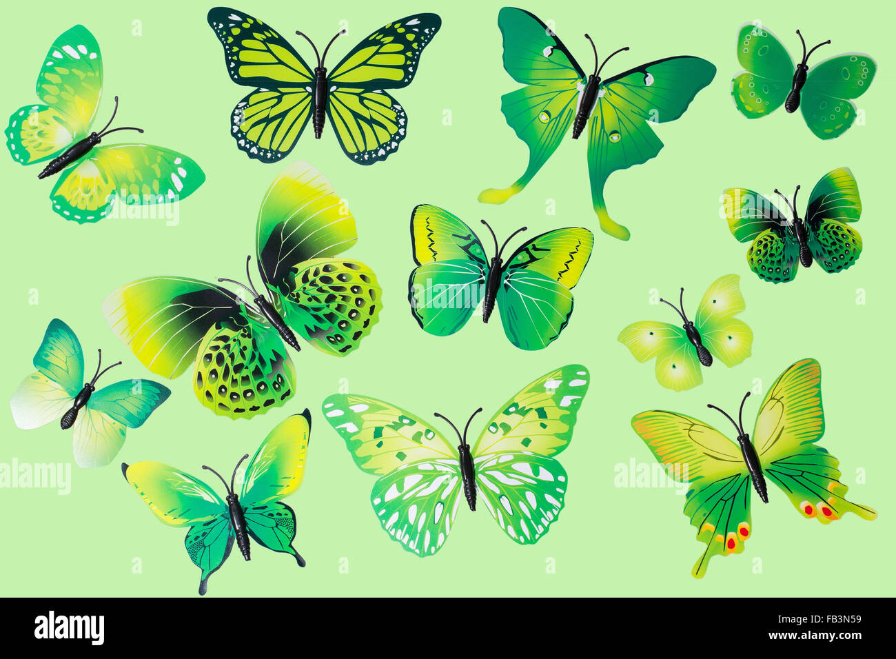 Collection of Green Fantasy Butterflies Clip Art Stock Photo