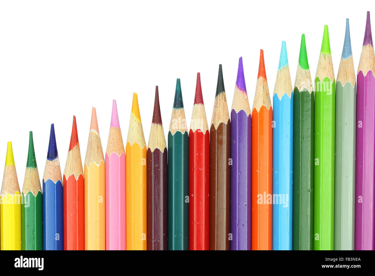 layout chart style eighteen colour pencils isolated on white background ...