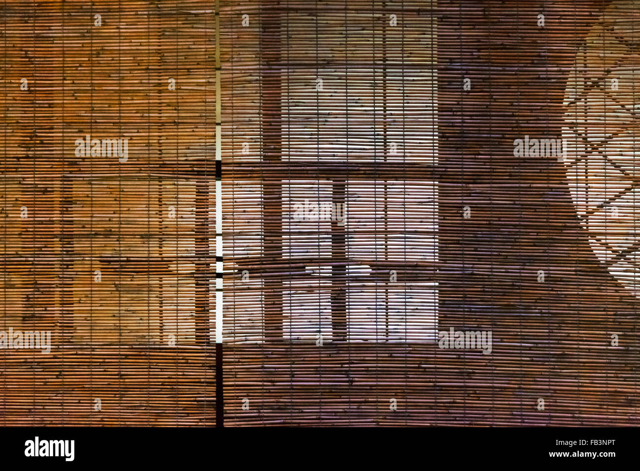 Bamboo curtain covering windows of a house on Hanami-Koji Street in Gion District, Kyoto, Japan Stock Photo