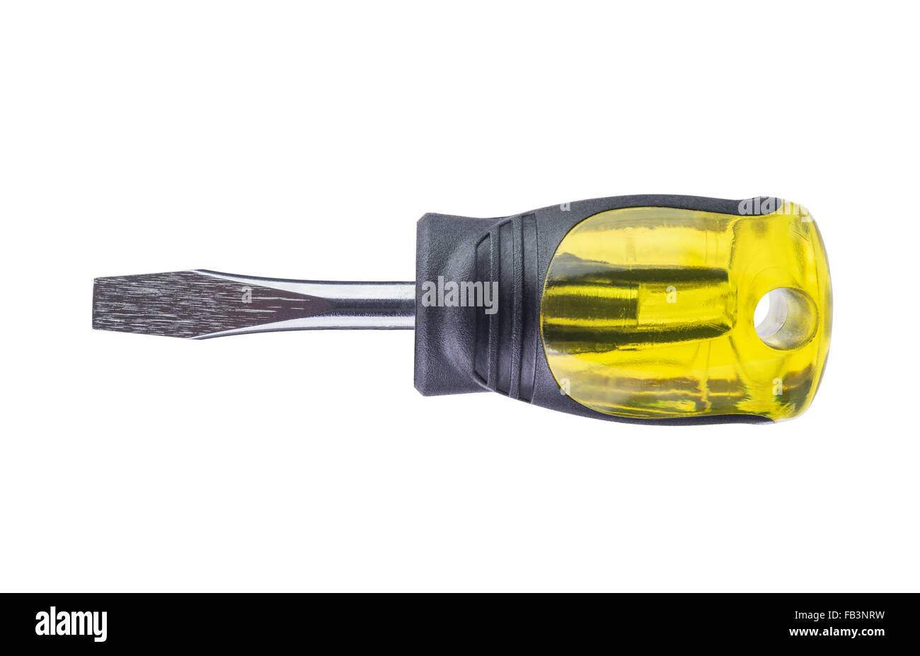 yellow  short screwdriver  isolated on white background Stock Photo
