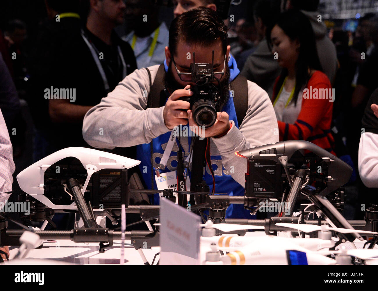 Las Vegas NV, USA. 8th Jan, 2016. DJI shows off their latest drones and