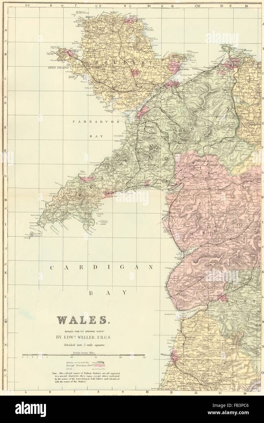 WALES (North West): Anglesey Snowdonia Gwynedd. Antique map by GW BACON